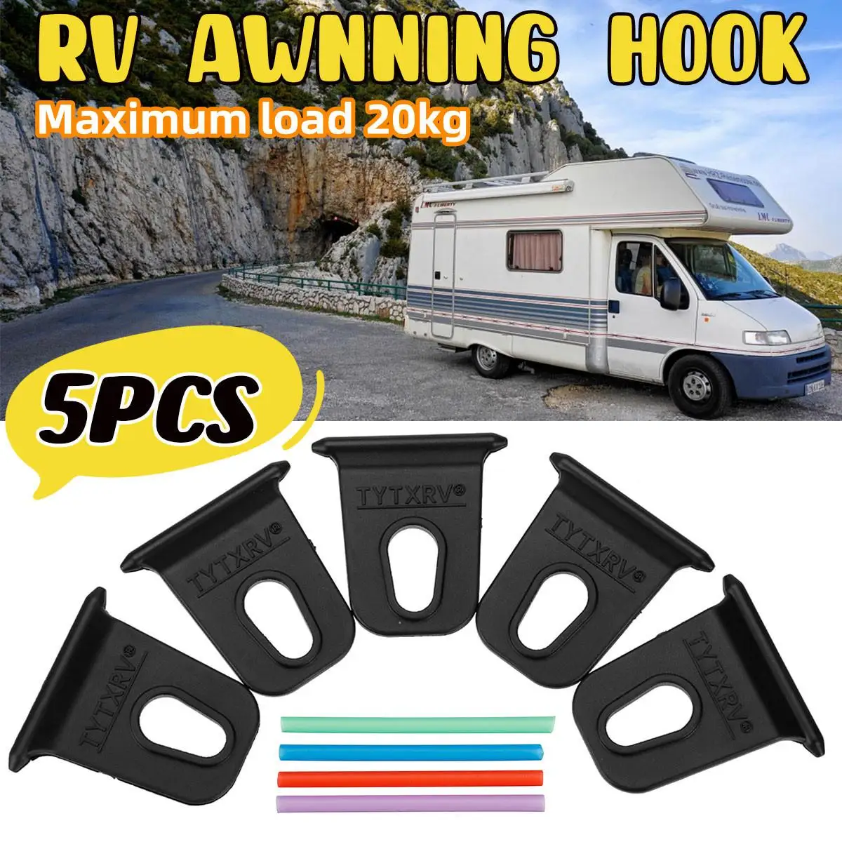 

5PCS Outdoor Caravans Hook Racks Accessory Awning Clothes Hooks For RV Camper Caravan Replacement Accessories
