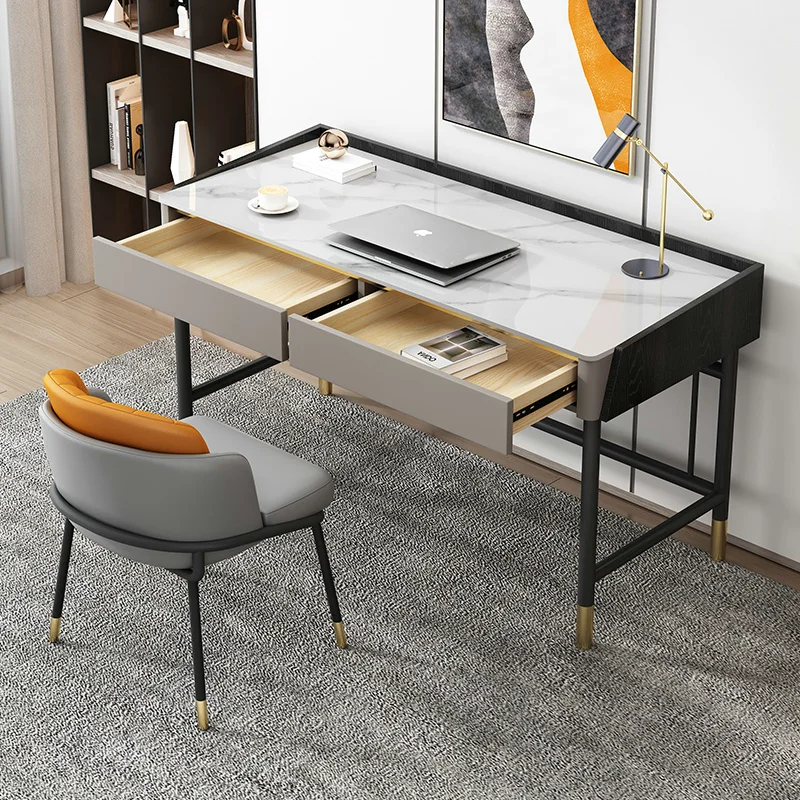 

HXL Stone Plate Desk Bedroom Computer Desktop Table Home Writing Desk Simple Desk