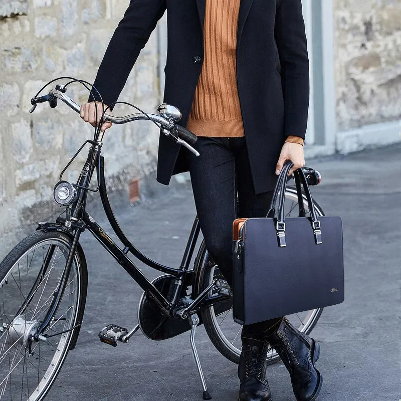 Padieoe Luxury Brand Genuine Leather Men Laptop Bag Briefcase Fashion Men's Business Bags Casual Leather Messenger Bag for Men