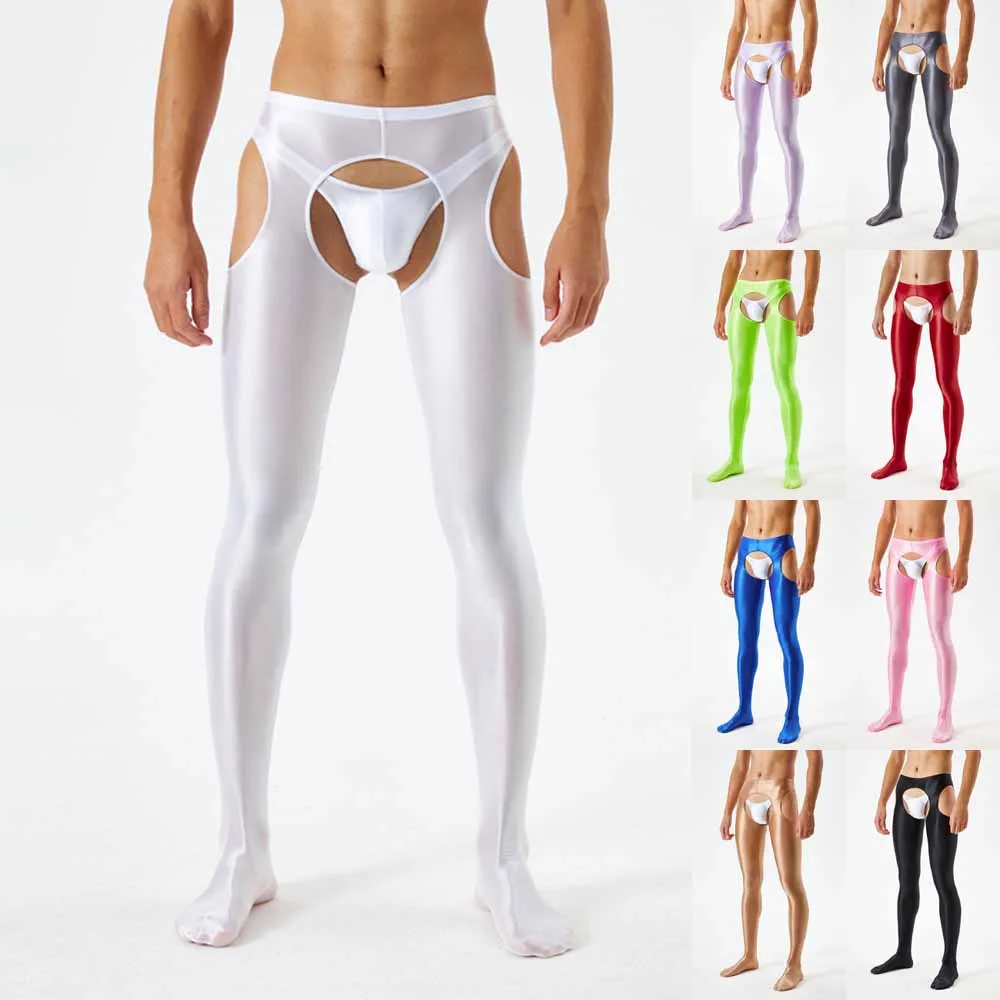 

Men Women Sexy Sheer Oil Shiny Glossy Wet See-through Hollow Soft Stretchy Underwear Unisex Leggings Jeggings Pants Pantyhose