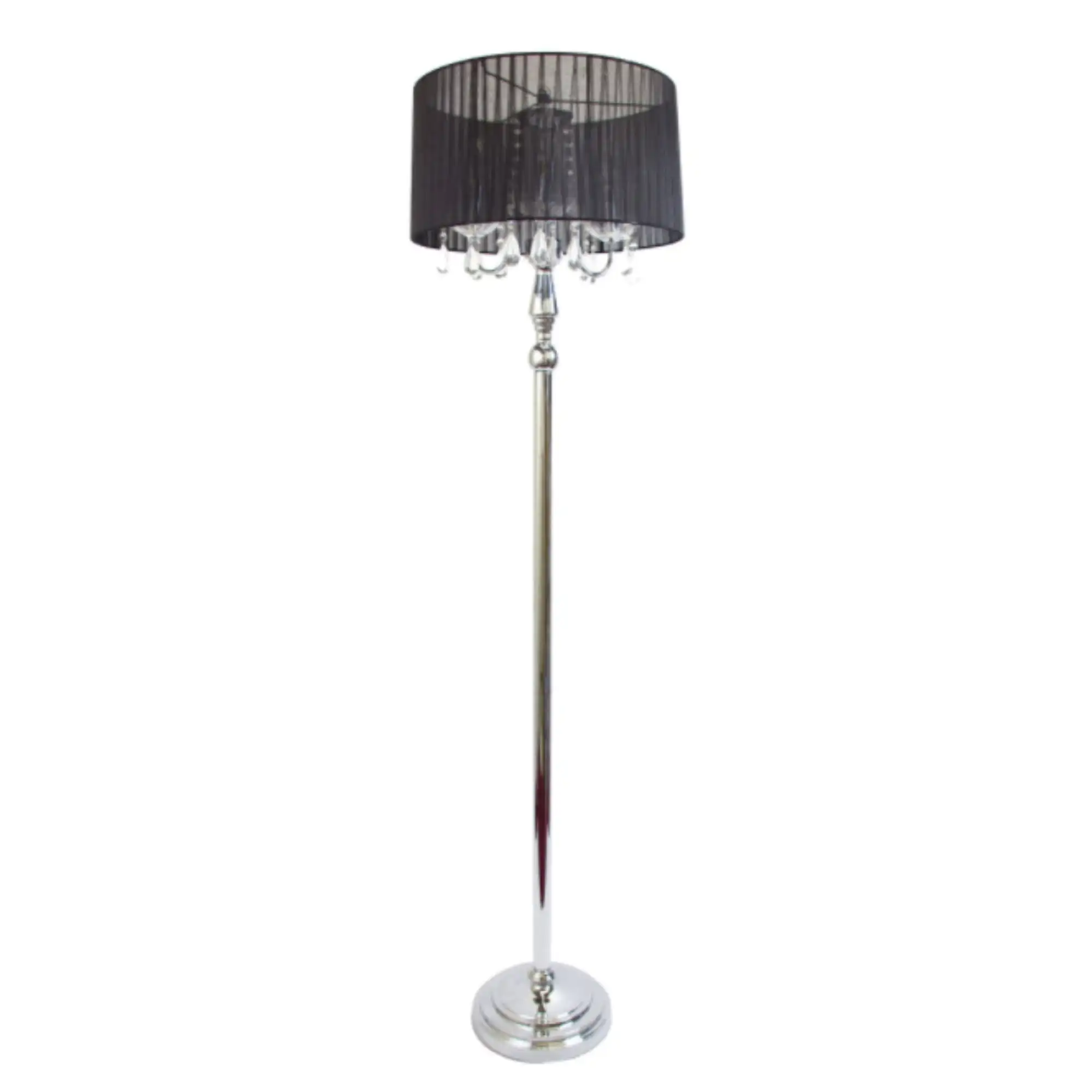 

HMTX Trendy Romantic Sheer Shade Floor Lamp with Hanging Crystals