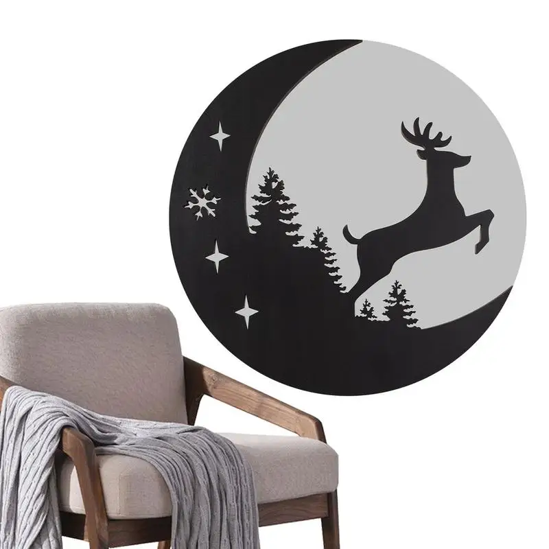 

Rustic Wall Decor Elk Deer Wall Decoration Round Mirror Wall Decor Living Room Mirror Effect Rustic Cabin Decor Christmas Style