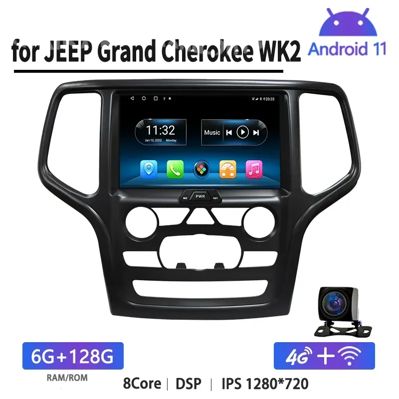

Для Jeep Grand Cherokee WK2 2014 - 2022 Android Восьмиядерный автомобильный стерео радио DSP Gps Навигация DVD мультимедийный видеоплеер