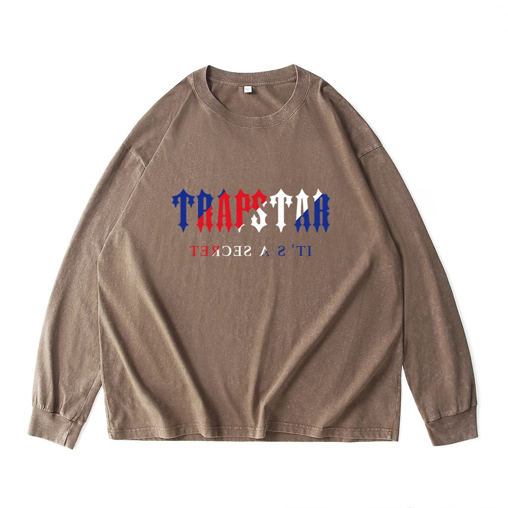 

New Men's and Women's spring and autumn Long sleeved Washed Old Vintage High Quality Cotton Loose Round Neck Sweater