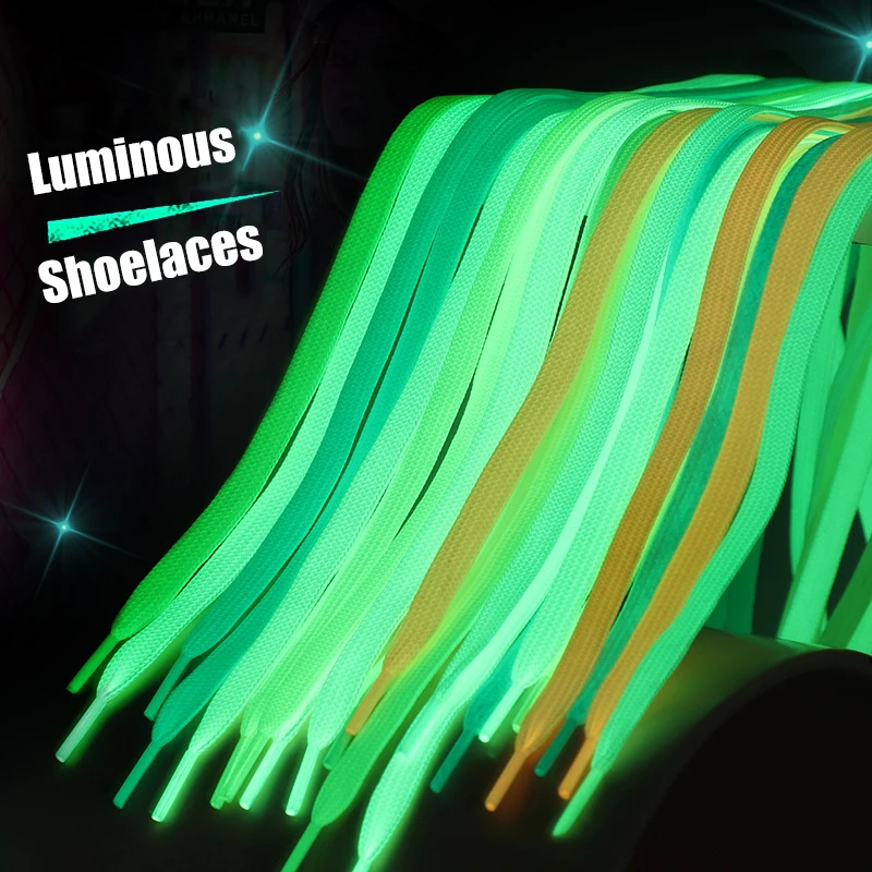 2pcs Luminous Shoelaces for Kid Sneakers Men Women Flat Canvas Sports Shoes Laces Glowing In The Dark Night Reflective Shoelace