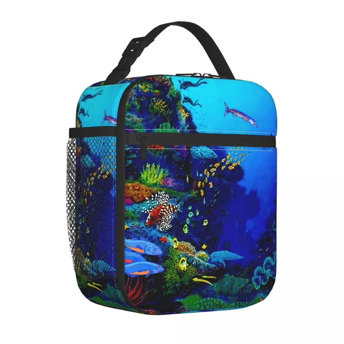 

Tropical Marine Lunch Bag Deep Blue Sea Vintage Lunch Box For Men School Portable Zipper Cooler Bag Graphic Tote Food Bags