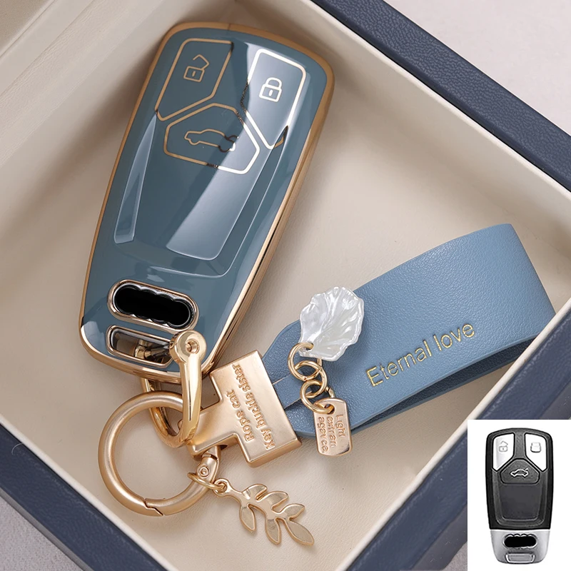 

Модный чехол для автомобильного ключа с дистанционным управлением из ТПУ, оболочка для Audi A4 B9 A5 A6 8S 8W Q5 Q7 4M S4 S5 S7 TT TTS TFSI, защитный чехол, аксессуары