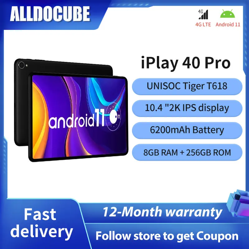 

ALLDOCUBE iPlay 40 Pro 10.4 inch 2K Tablet PC Android 11 8GB RAM 256GB ROM Octa Core Unisoc T618 4G Lte Phone Tablets IPS