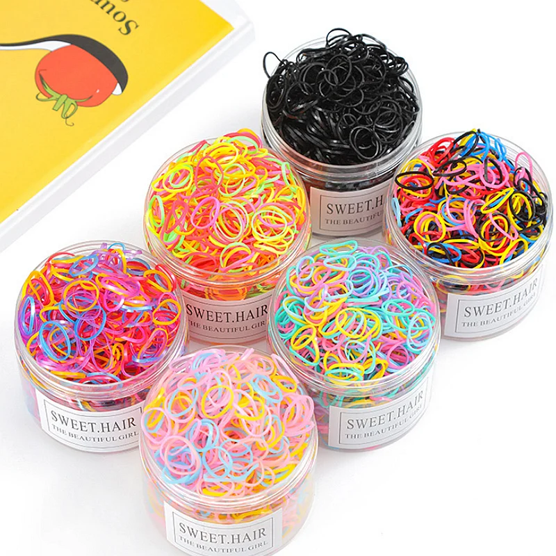 

100 шт. маленькая резинка для волос, Женская одноразовая резинка для волос, черная высокоэластичная резинка для волос, для взрослых и детей, р...