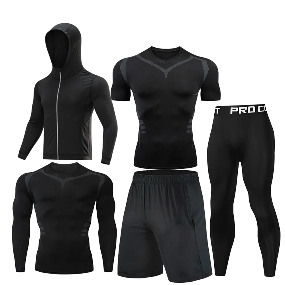 

Men's Running Set Gym Legging Thermal Underwear Spartan Compression Fitness Male MMA Rashguard Quick-Drying Tights Track Suit