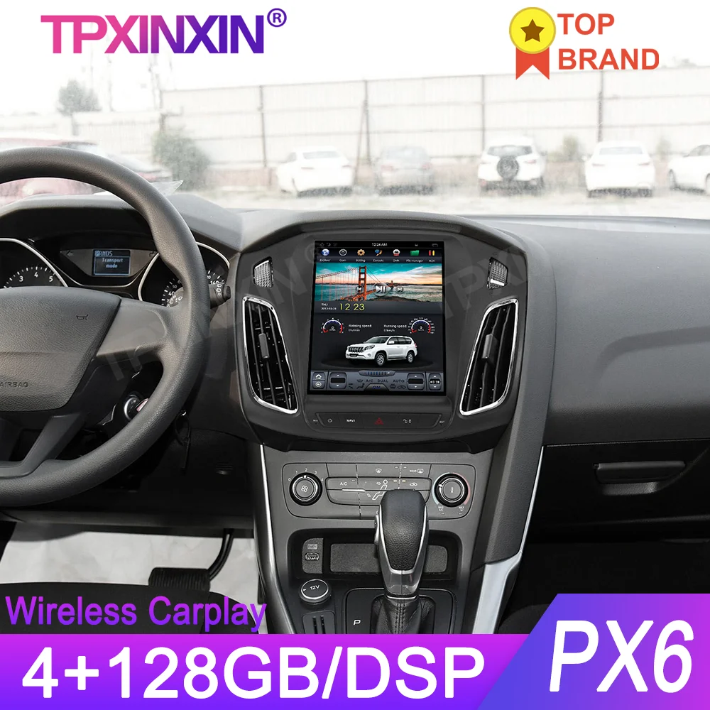 Беспроводной Carplay 4 + 128G Android 9 0 для Ford Focus 2013-2017 Tesla Style Автомобильный GPS-навигатор