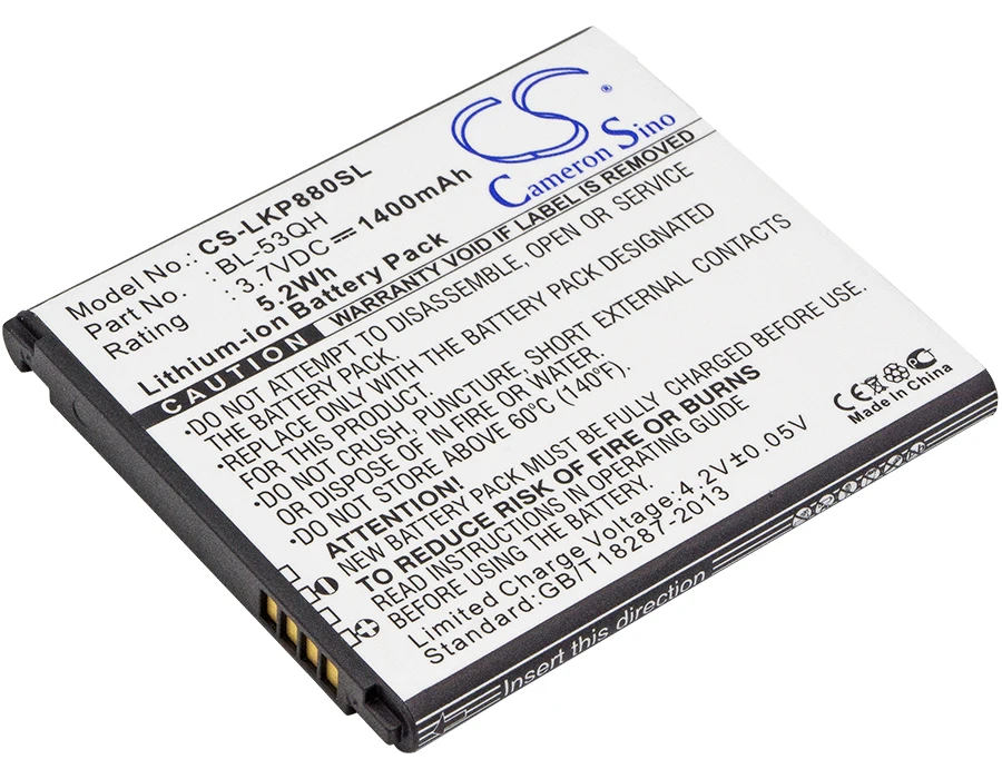 

Cameron Sino для LG P875,P880,Spectrum 2,VS930 1400mAh / 5.18Wh