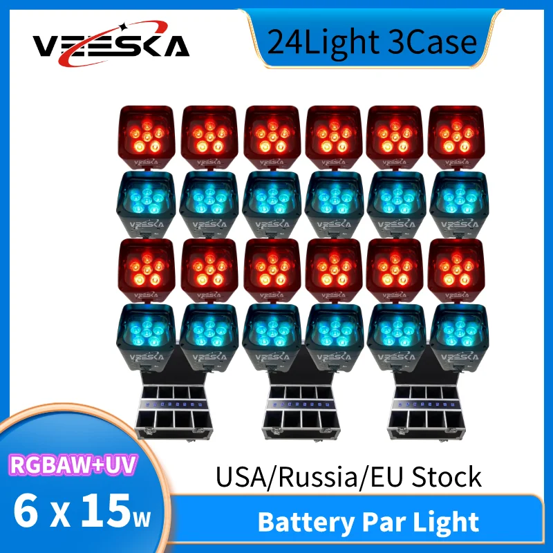 0 TAX 8/16/24 шт. Беспроводная батарея питание от флэш-кейса 6x18 Вт RGBWAUV 6 в 1