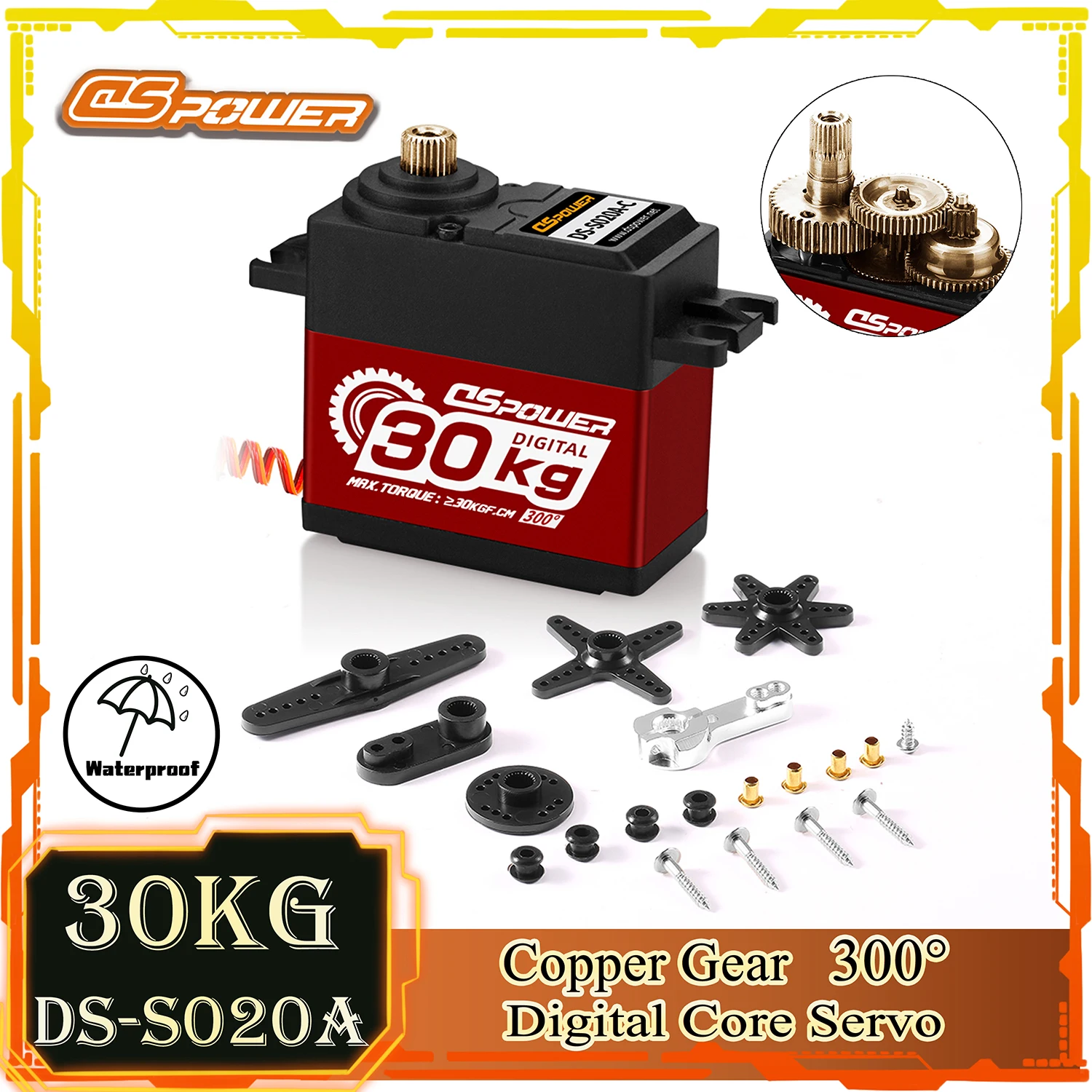 

DSPOWER 30KG 300 Degree Servo Waterproof Digital Metal Gear for 1/8 1/10 RC Model Car TRX4 TRX6 Scx10 Arrma 104001 Slash Maxx