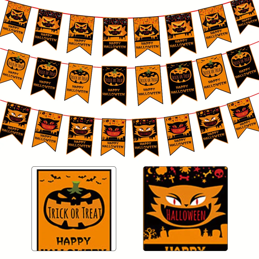 

5Pcs Halloween Flag Banner Horror Bat Pumpkin Spider Garland For Halloween Party Hanging Decoration Happy Halloween Lag Pull