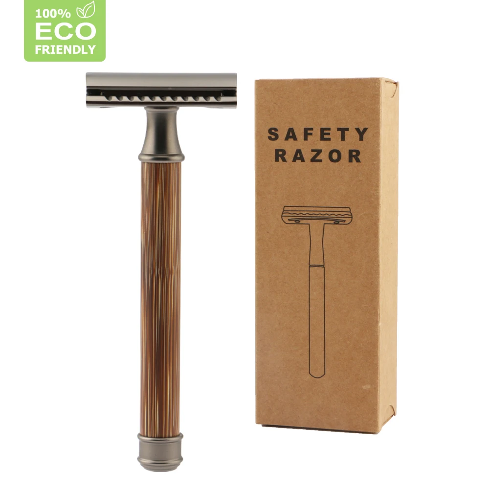 Bamboo Razors for Men or Women,Eco Razor with Long Natural Bamboo Handle,Double Edge Safety Razor, Fits All Standard Razor Blade