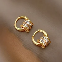 luxury fashion aaa cubic zirconia gold hoop earrings for women 2022 new round earrings girl stainless steel jewelry accessories