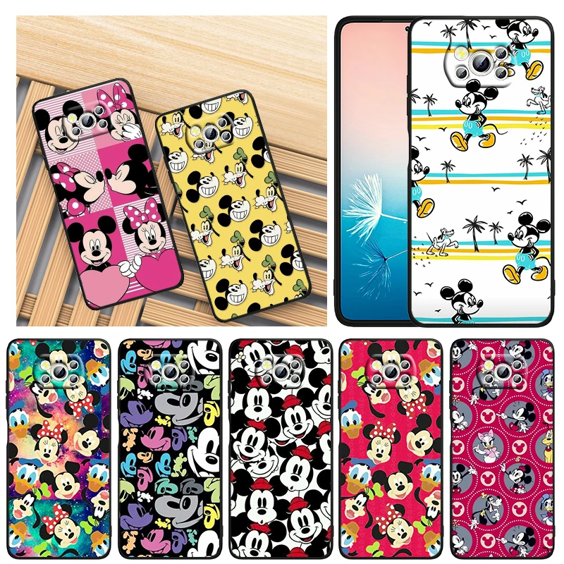 

Disney Fashion Mickey Minnie For Xiaomi Civi Mi Poco X4 X3 NFC F3 GT M4 M3 M2 X2 F2 Pro C3 4G 5G Black Soft TPU Capa Phone Case