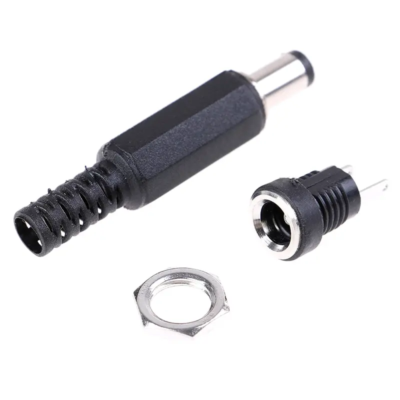 

1Pair New Female Plug+Male Plug Jack Socket Adapter Dc Power Supply Panel Mount Connector