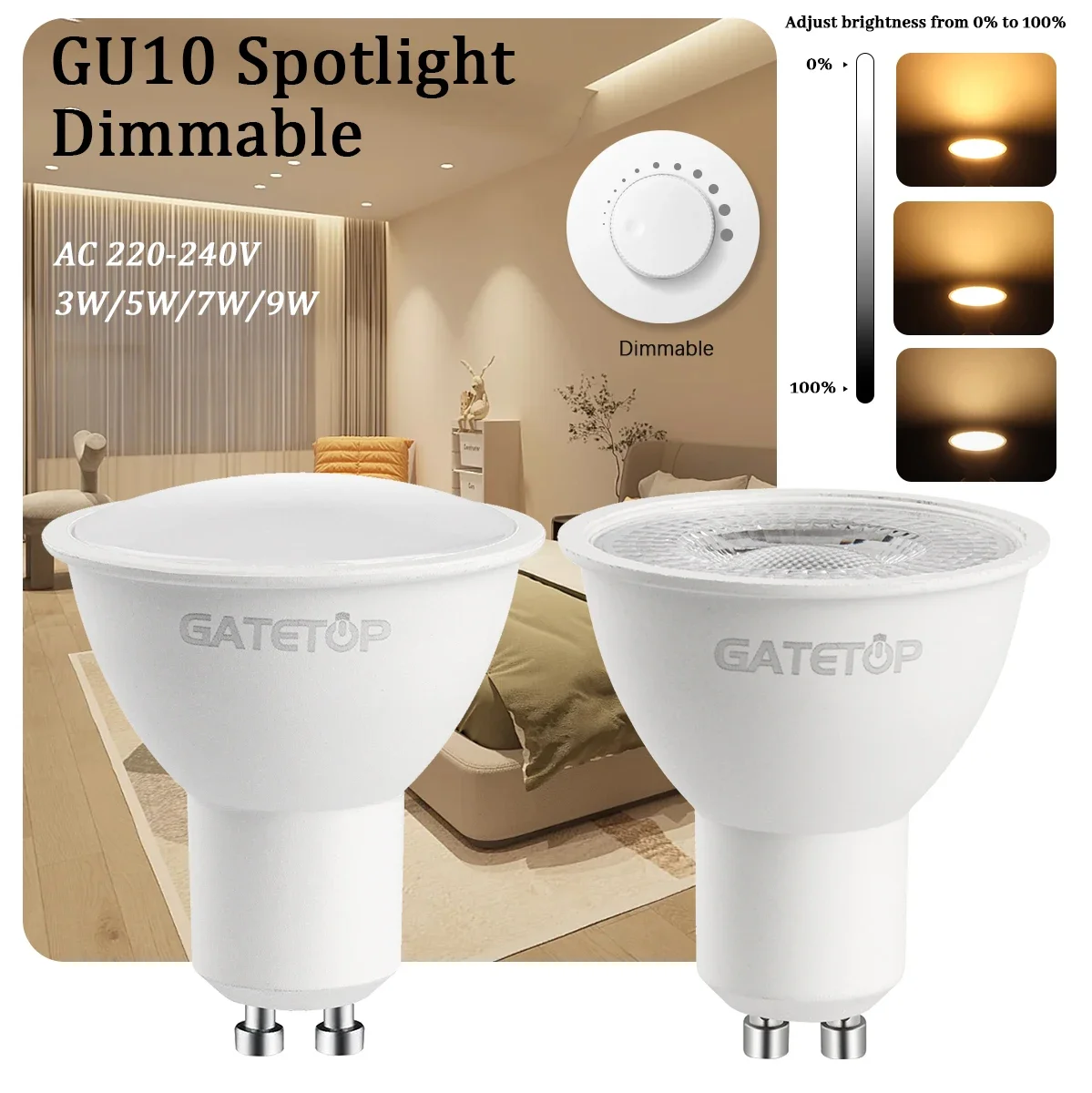 4-20 шт. GU10 светодиодный прожектор с регулируемой яркостью теплый холодный белый