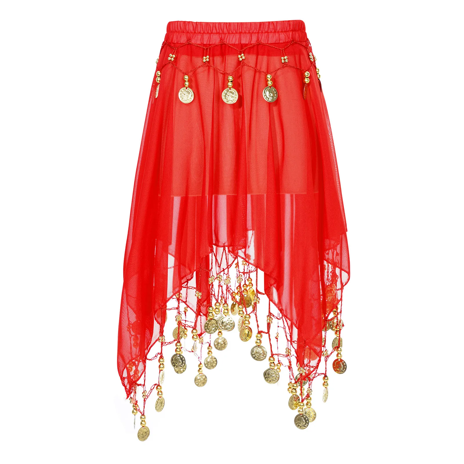 

Kid Girls Belly Dance Skirts Bollywood Bellydance Performance Costumes Beads Sequins Waist Chain Chiffon Skirt Indian Dancewear