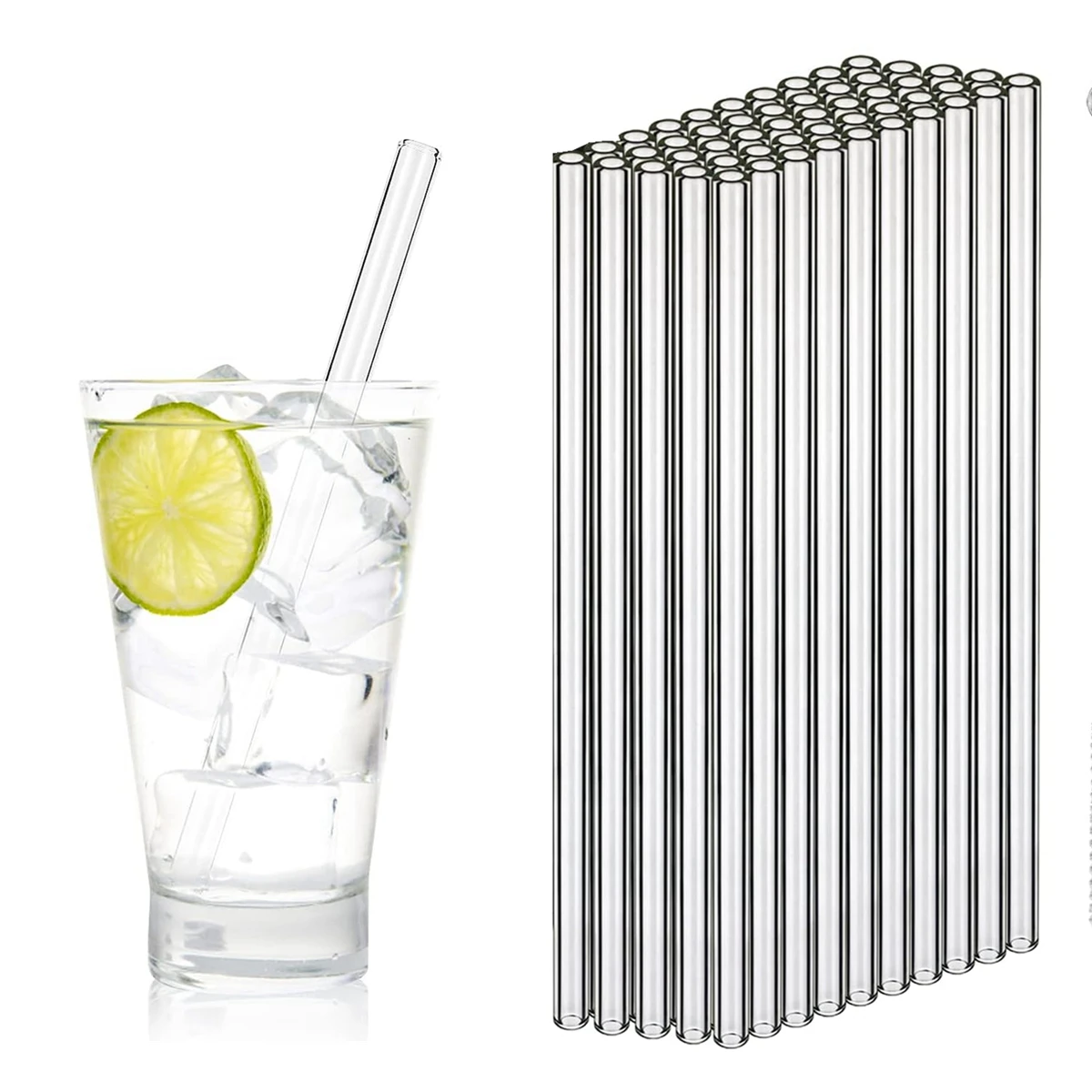 

50pcs Reusable Accessories Eco-friendly Straws 8*200mm Smoothies Straws Barware Drinkware Straws Cocktails For Drinking Glass