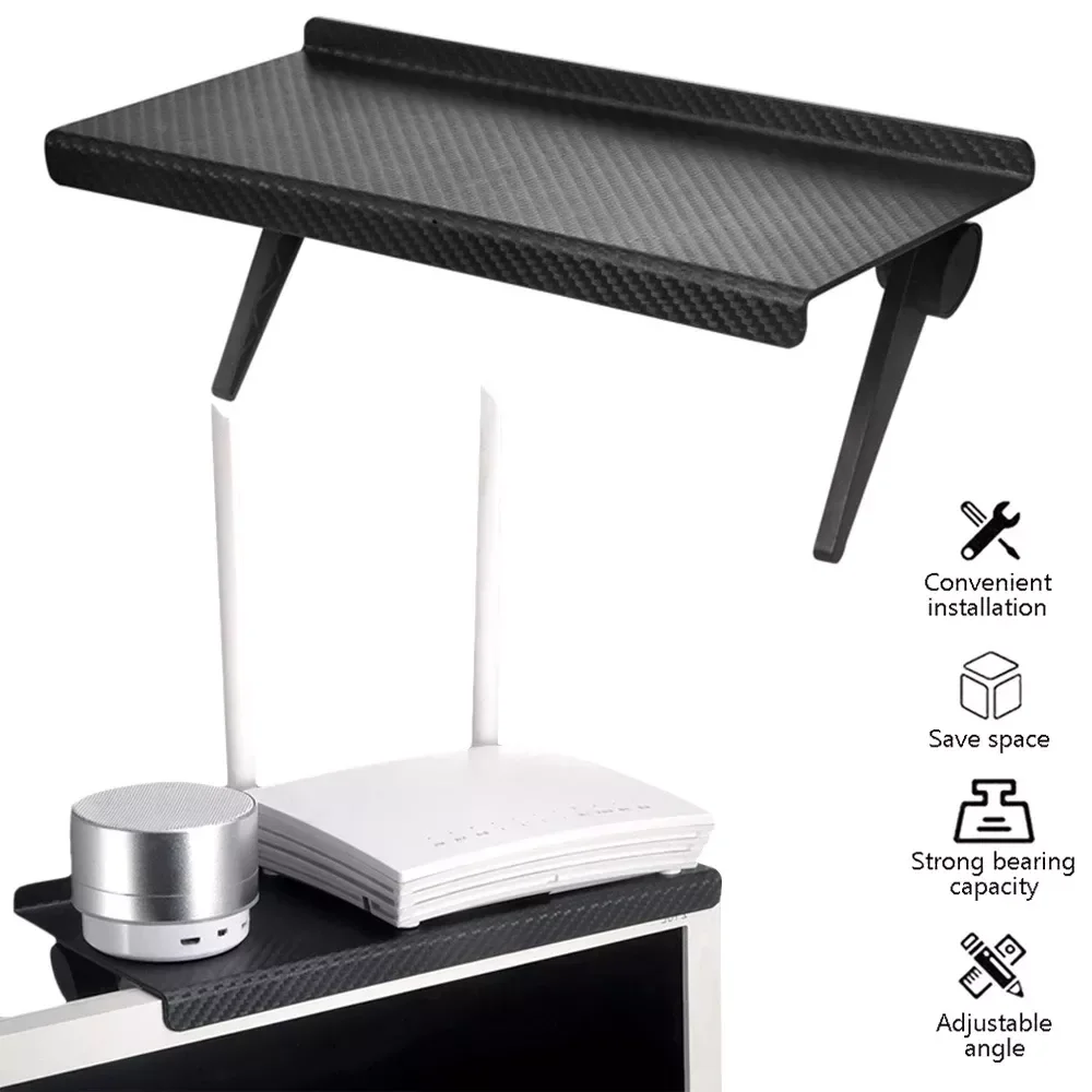

NEW Adjustable TV Screen Top Shelf Computer Monitor Desktop Screen Top Storage Rack Media Boxes Router Storage Home Office Organ
