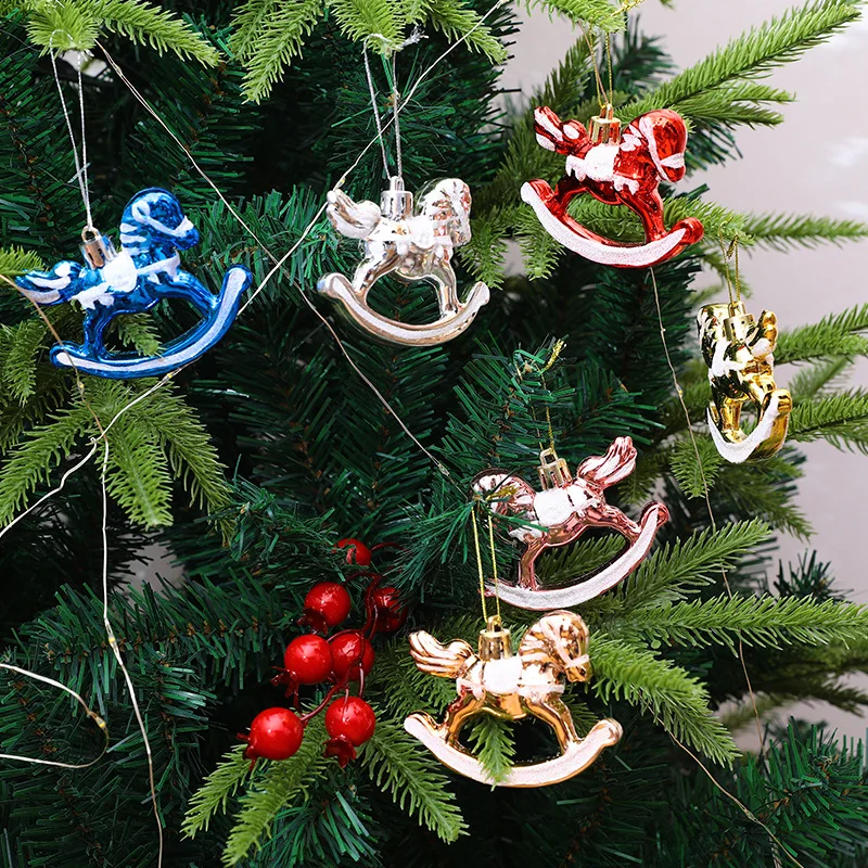 Ed Plating Trojan Horse Christmas Balls Xmas Tree Pendant New Year 2023 Noel Navidad Room Decor