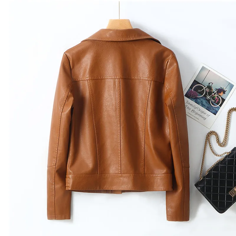 Femme Motorcycle Faux Leather Jacket Women Streetwear Long Sleeve Coat Autumn Winter Biker Zippers Outwear Fashion Clothes Mujer