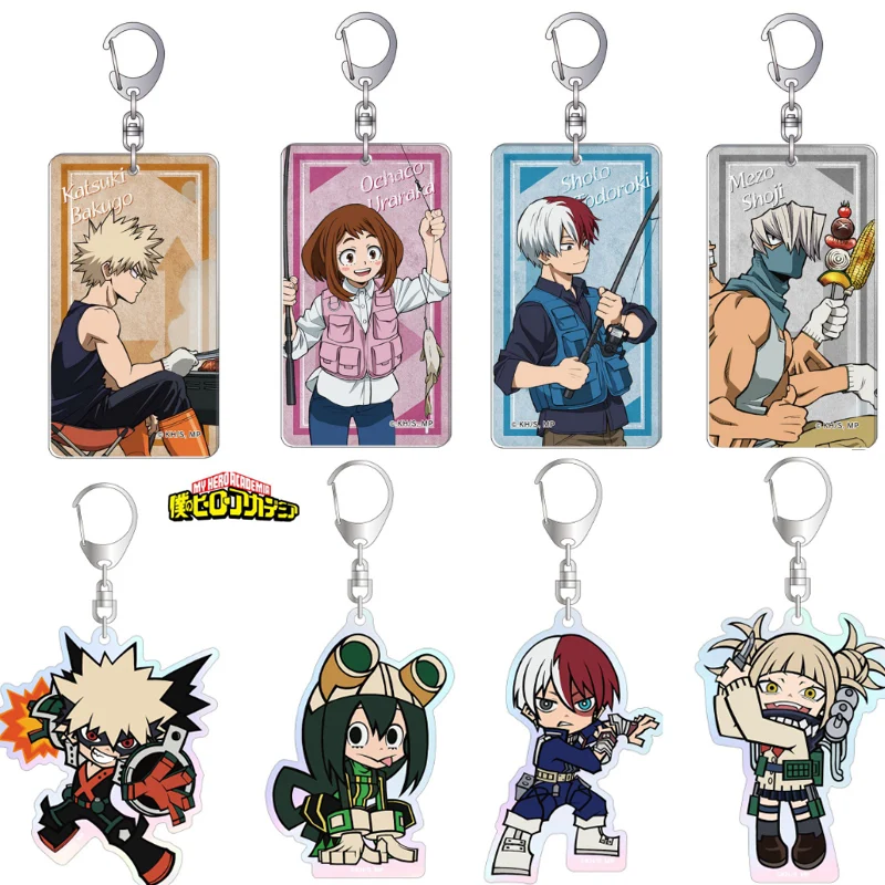 

Cartoon My Hero Academia Keychain Characters Midoriya Izuku Bakugo Katsuki Todoroki Shoto Double Sided Acrylic Key Chain Keyring