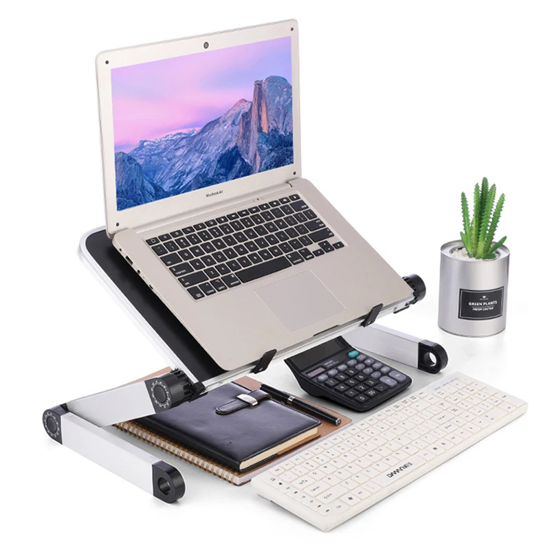 

Aluminum Alloy Cooling Bracket Laptop Fold Computer Stand Table Portable Pad Cooling hole + Mouse pad Adjustment Liftable