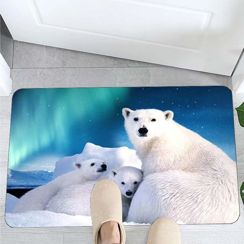 Большой коврик с мультяшными животными коврики белым медведем нескользящий