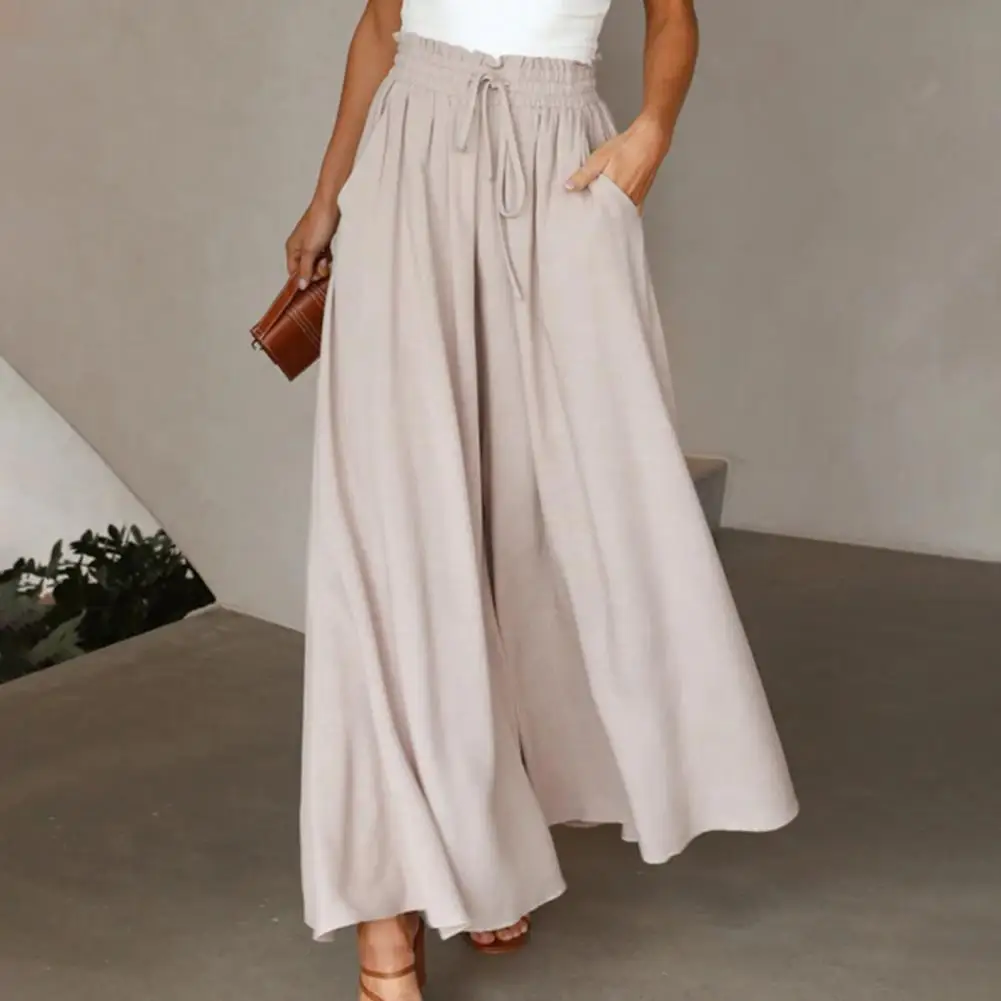 

40%HOT Women Pants Ruffles Lace-up Summer Bow Wide Leg Trousers Streetwear
