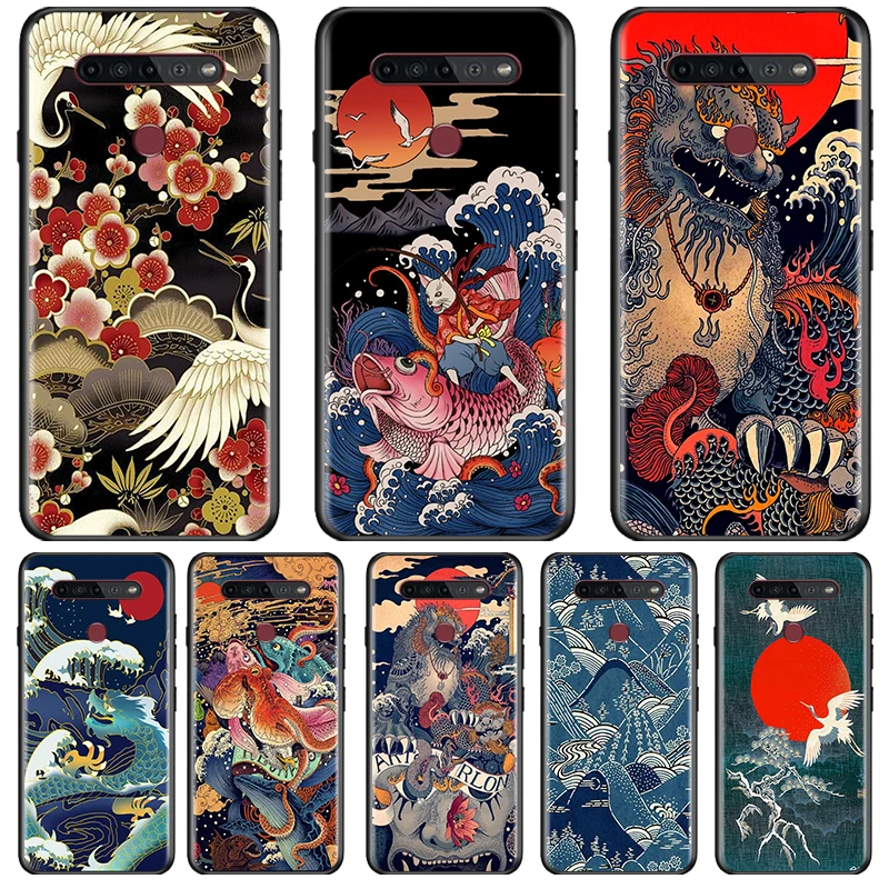 

Japan Oil Painting Art Cover LG K92 K42 K22 K71 K61 K51S K41S K30 K20 2019 Q60 V60 V50 S V40 V30 G8 Black Phone Case