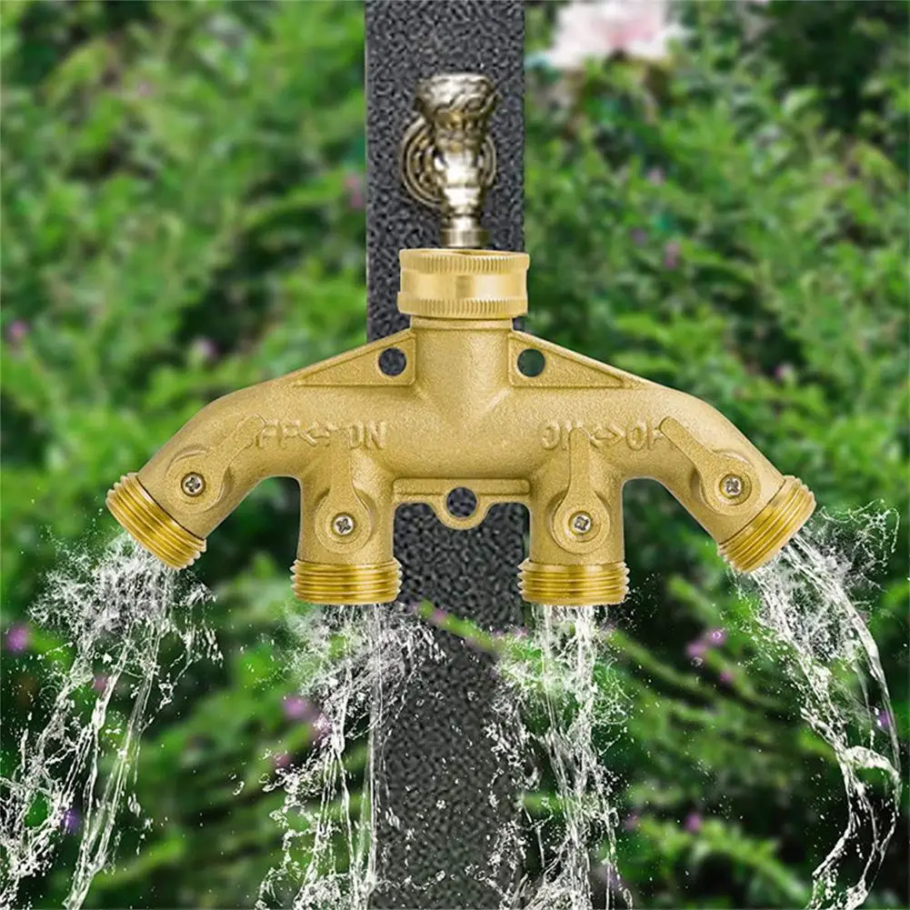 

NPT 3/4" 4 Way Brass Hose Splitter Leakproof Adjustable Flow Agricultural Irrigation Garden Hose Connector