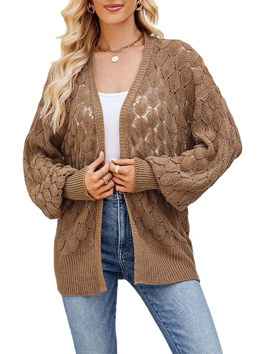 

Nvzhuang Women s Y2k Cardigan Sweater Open Front Hollow Out Casual Long Sleeve V Neck Knit Cardigan Going Out Tops Streetwear