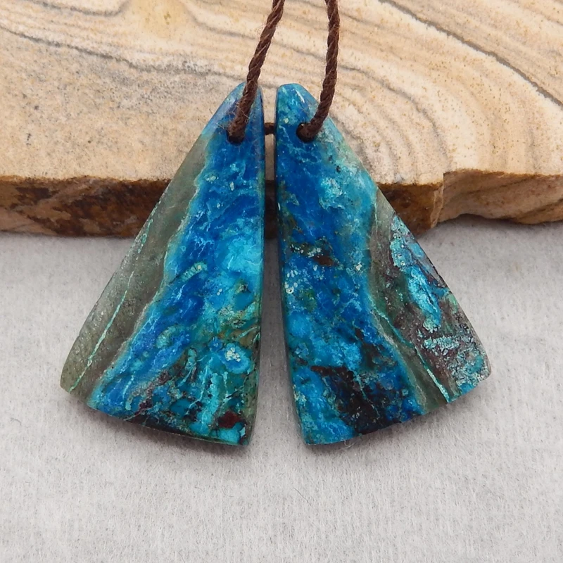 

Natural Stone Beautiful Chrysocolla Earrings Beads 27x15x4mm 5g Trendy Jewelry Aaccessory For Women