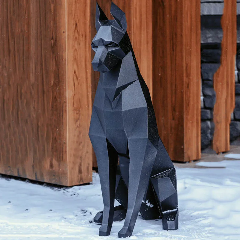 Черная 3d-скульптура Doberman высотой 100 см в виде животного Papercraft для спальни