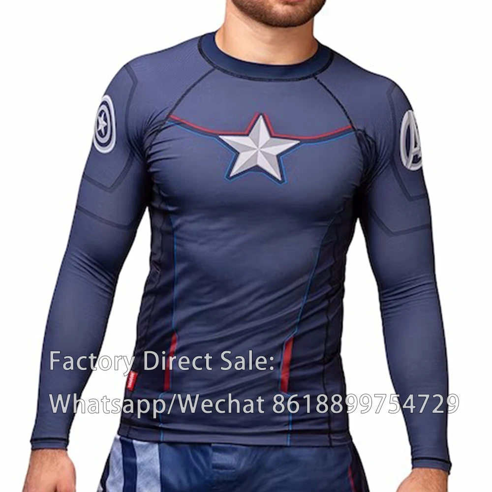 Boxing T-shirt Running Men UV Protection Beach Rash Guard Swimwear Diving Tops Wear Rashguard Long Sleeve Fight Wear Surf Shirts