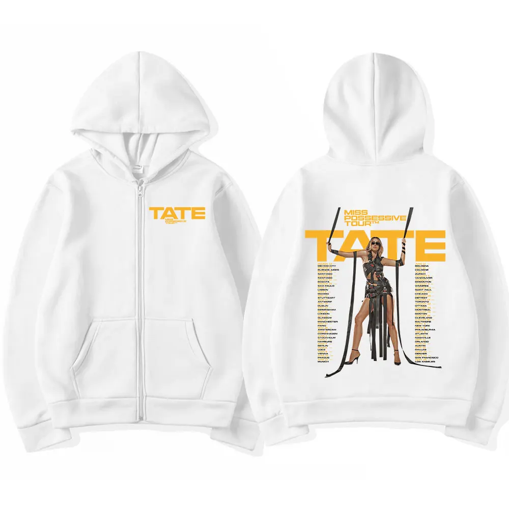 Tate McRae Miss Possessive 2025 Tour толстовки на молнии для мужчин и женщин модные винтажные