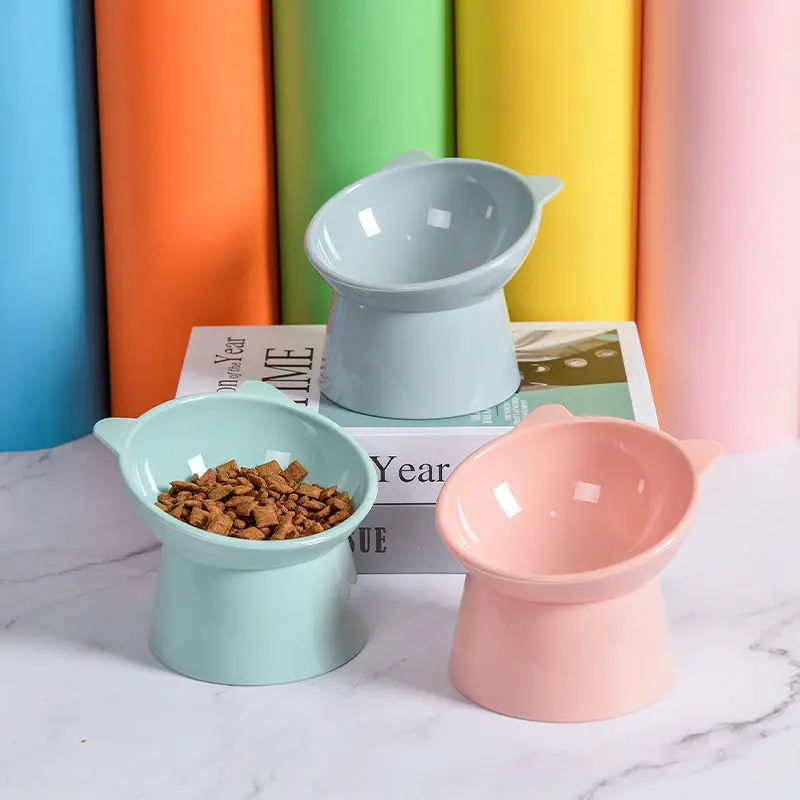 

Cat Bowl High Foot Dog Bowl 45°Neck Protector Cat Pet Food Water Bowl Anti-overturning Binaural Pet Feeding Cup Pet Feeder Bowl