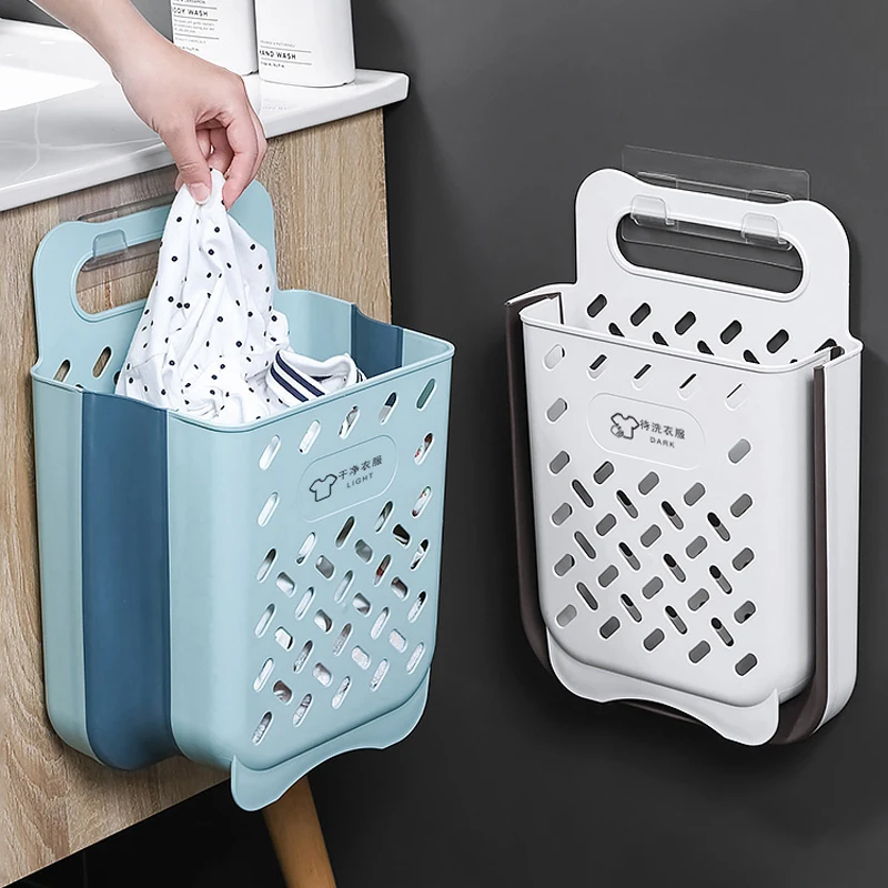 

Bathroom Folding Dirty Clothes Storage Basket Laundry Basket Household Wall Hanging Large Portable Punch-Free Put Clothes Bucket