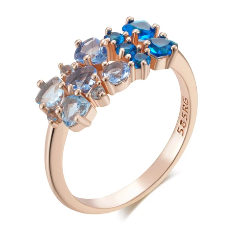 Кольца Kinel голубые с цирконами