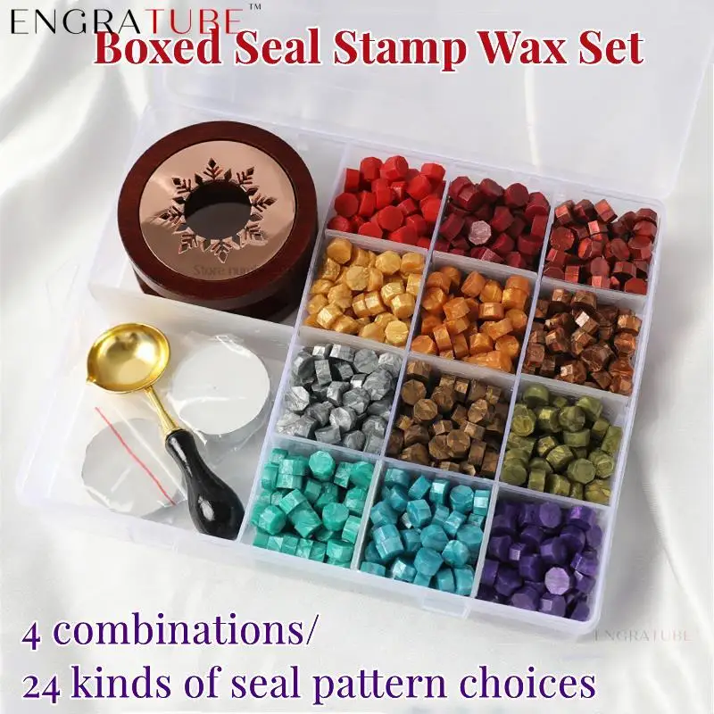 

DIY Stamp Wax Seal Set European Style Craft Stamp Gift Box Wax Beads Scrapbook Wedding Postcard Invitation Decoration Wax Kit