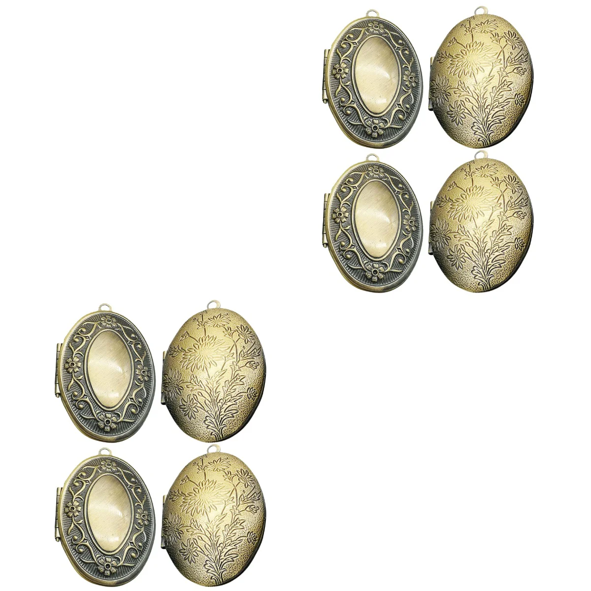 

8 Pcs Memorial Photo Pendant Metal Tray Photo Pendant Bezels Jewelry Tray Photo Frame Pendant Carved Oval Photo Pendant Trays