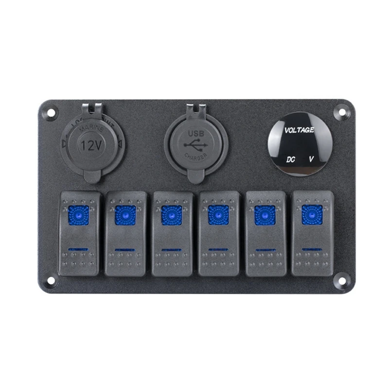 6-бандовая морская панель кулисного переключателя водонепроницаемая 12 В