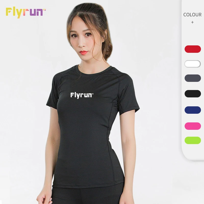 

Quick Dry Fitness Sport T Shirt Women 2022 Solid Color Short Sleeve Anti-sweat Elastic Force Tops Training Gym Running T-shirts