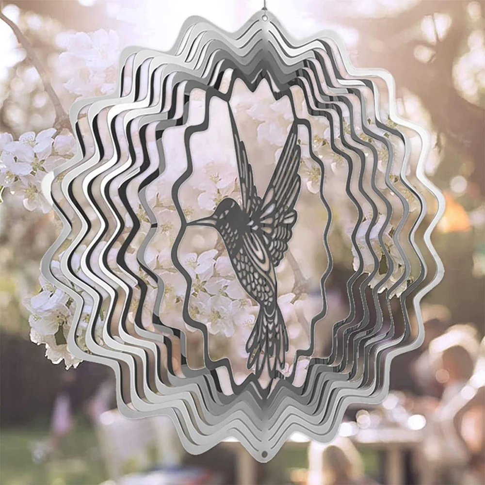 

Wind Chimes Rotating Silver Hummingbird for Indoor Outdoor Garden Decoration Outdoor Wall Decor Hanging Crafts Ornaments EIG88