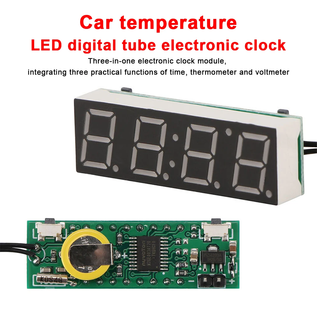 

Car Temperature Voltage Meter Clock Voltmeter Thermometer Gauge Accessories