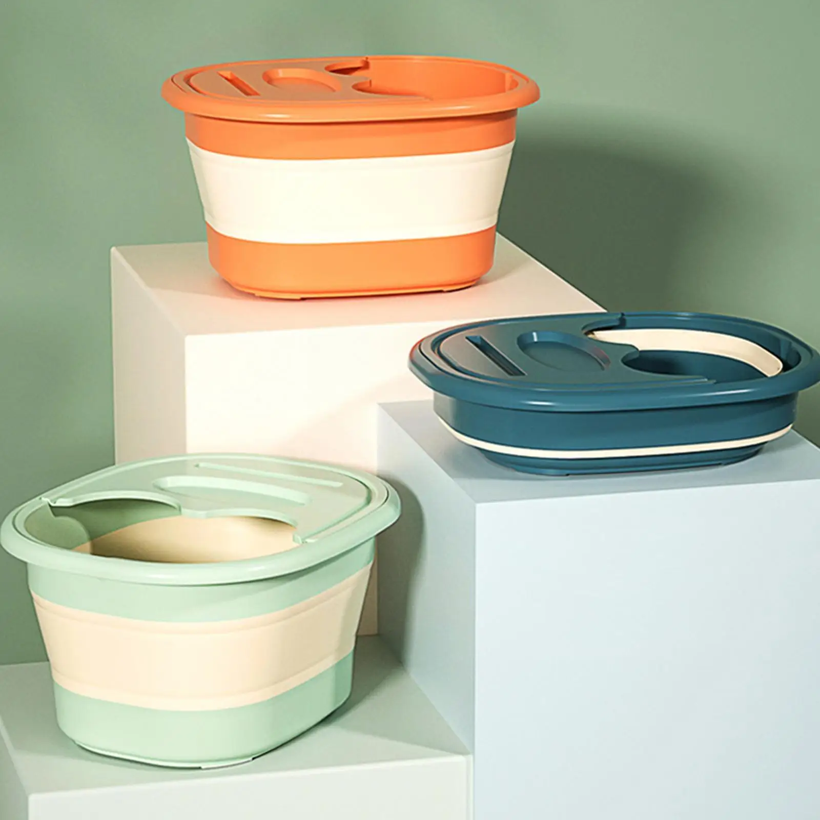 

Foldable Foot Bath Bucket Massage Foot Wash Basin Home Tub Foot Basin Bath Laundry Soak Children's Tub Lid Foot Portable Bu J7b1